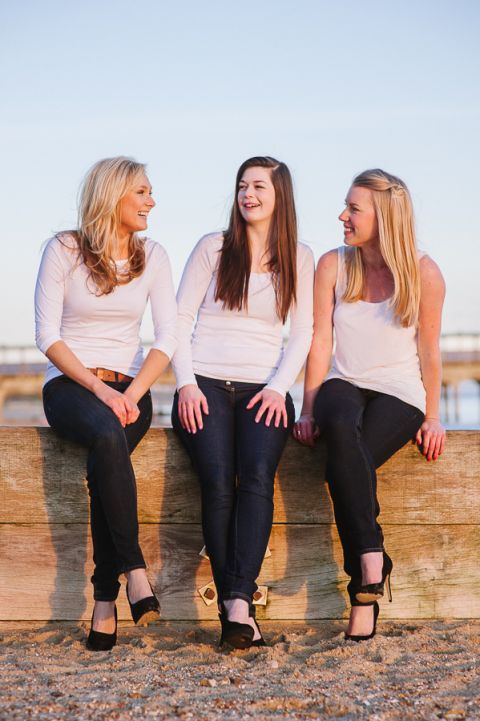 Dorset Portrait Photographer Bournemouth beach Louise's friends laughing