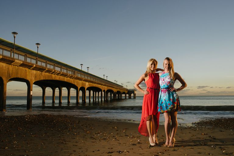 Dorset Portrait Photographer Bournemouth beach Louise with friend