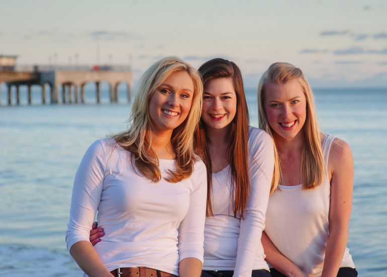 Dorset Portrait Photographer Bournemouth beach Louise with friends